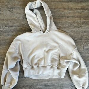 Abercrombie & Fitch Cream Cropped Hoodie
